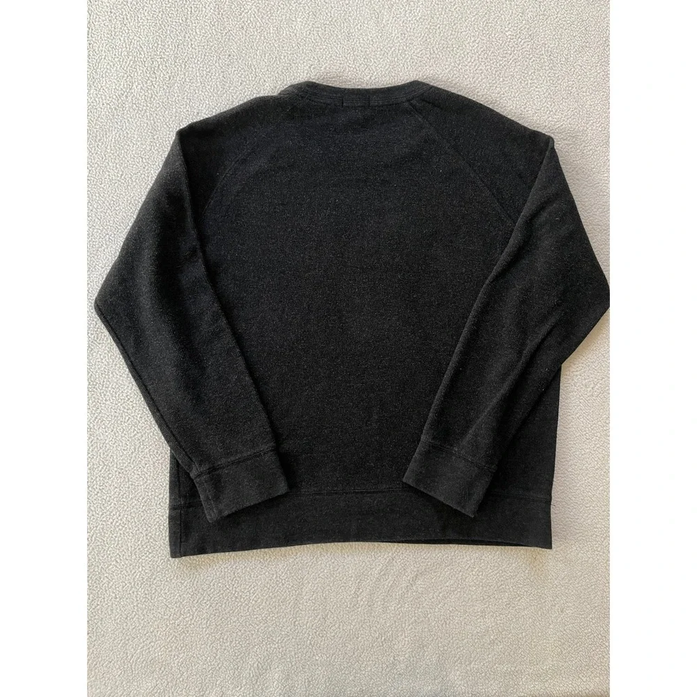 Banana Republic Mens Large Sweater Charcoal Gray Raglan Crewneck Cotton Blend